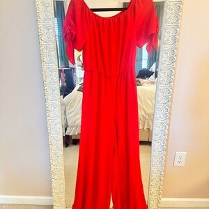 Red Off-Shoulder Jumpsuit